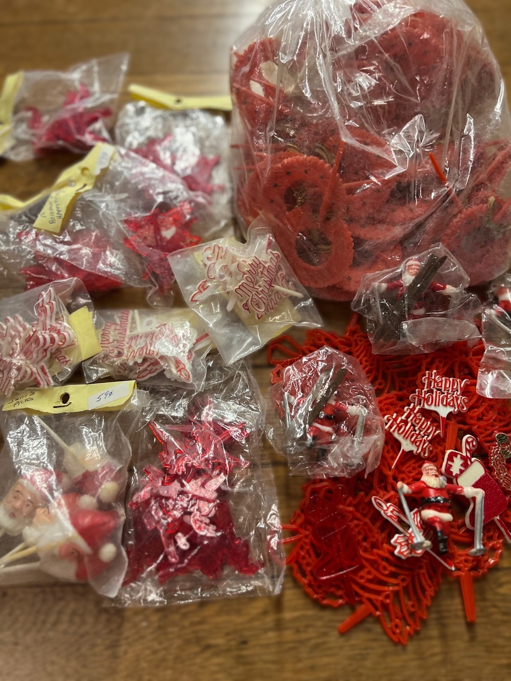 Vintage Assorted Red Holiday Picks and Cupcake Toppers